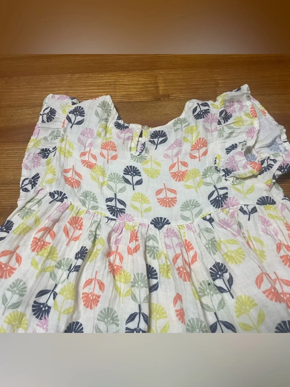 Peek Girls' White Tiered Twirl Dress with Multi-Color Leaf Print Size 10